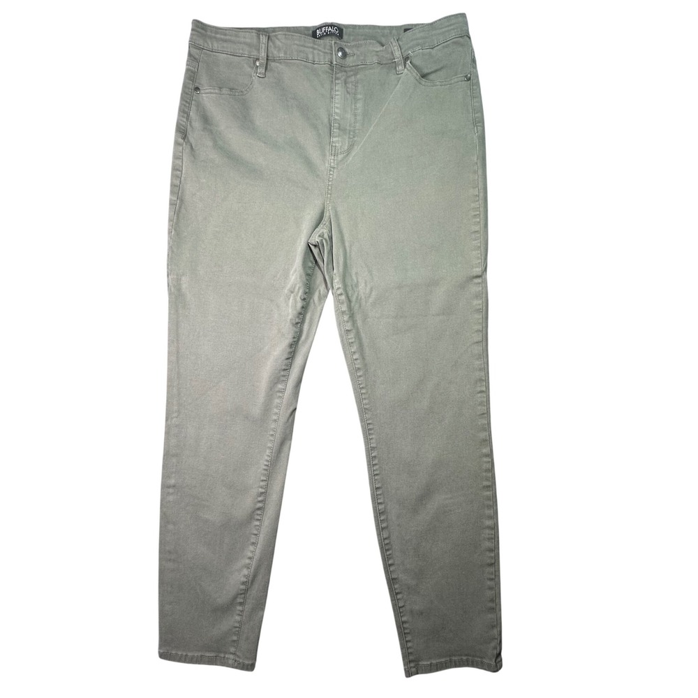 Buffalo David Bitton Hanna Skinny Pants High Rise Stretch Size 14/34 Olive Green